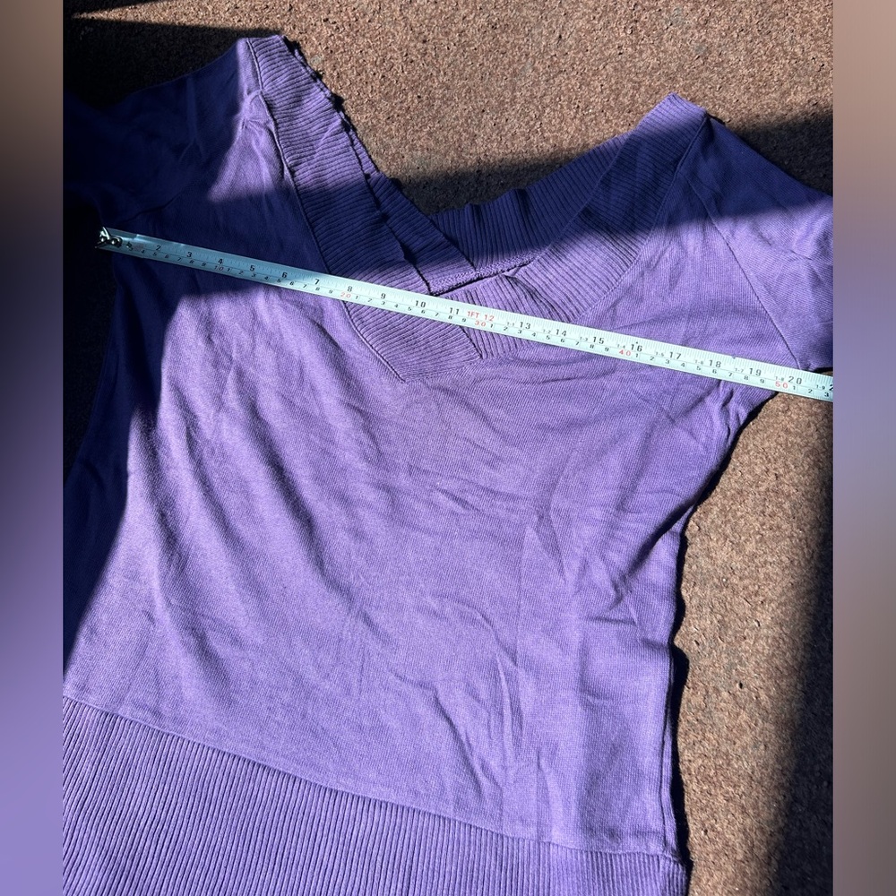 Zara | 100% cotton purple deep v-neck oversized sweater | size S - Picture 11 of 12